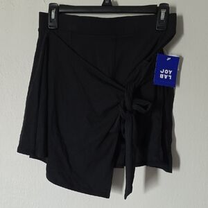 JoyLab Elegant Black Tie Skirt With Build-in Shorts